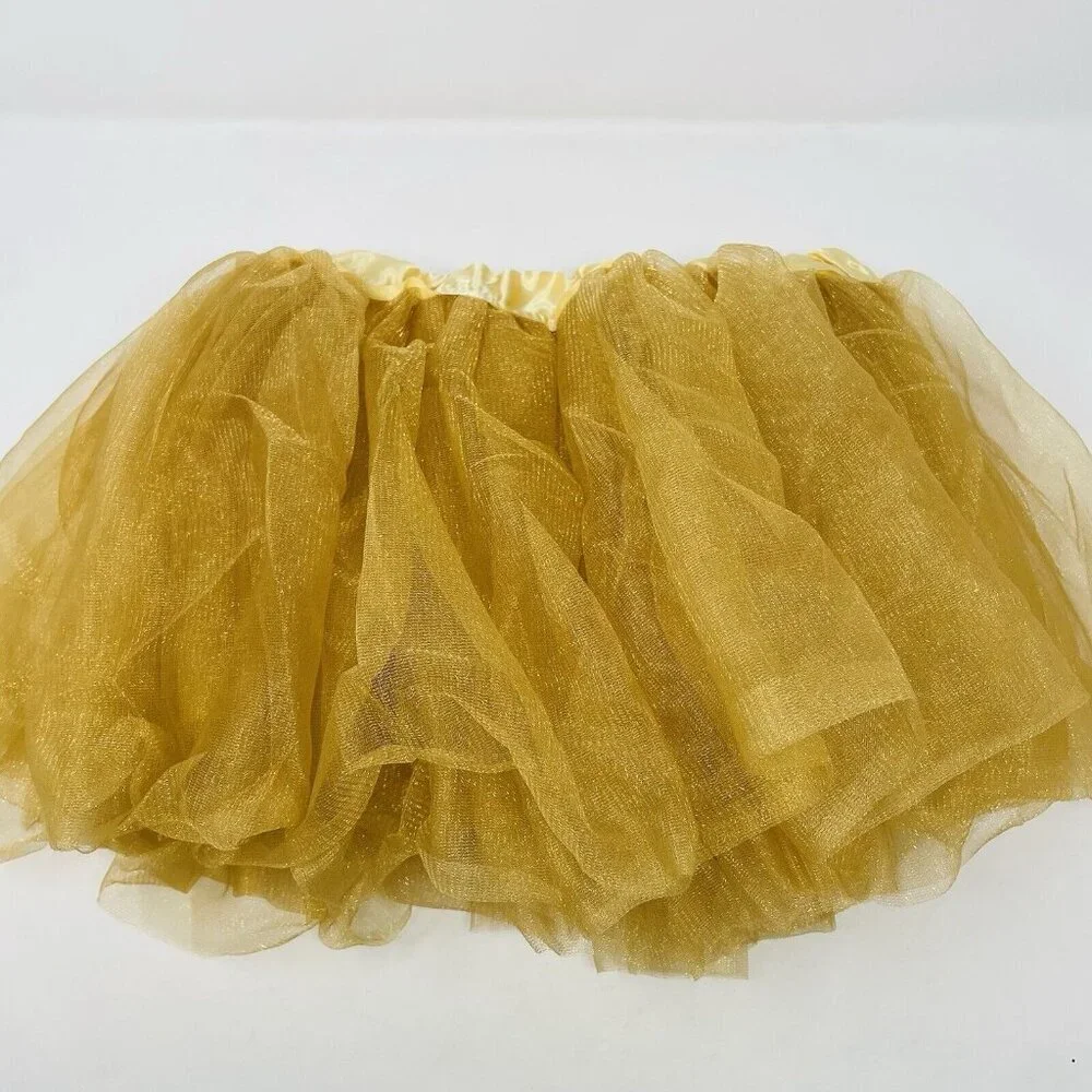 Youth Child Size S/M Mesh‎ Tutu Skirt Gold Ideal for Play Pretend Halloween 438